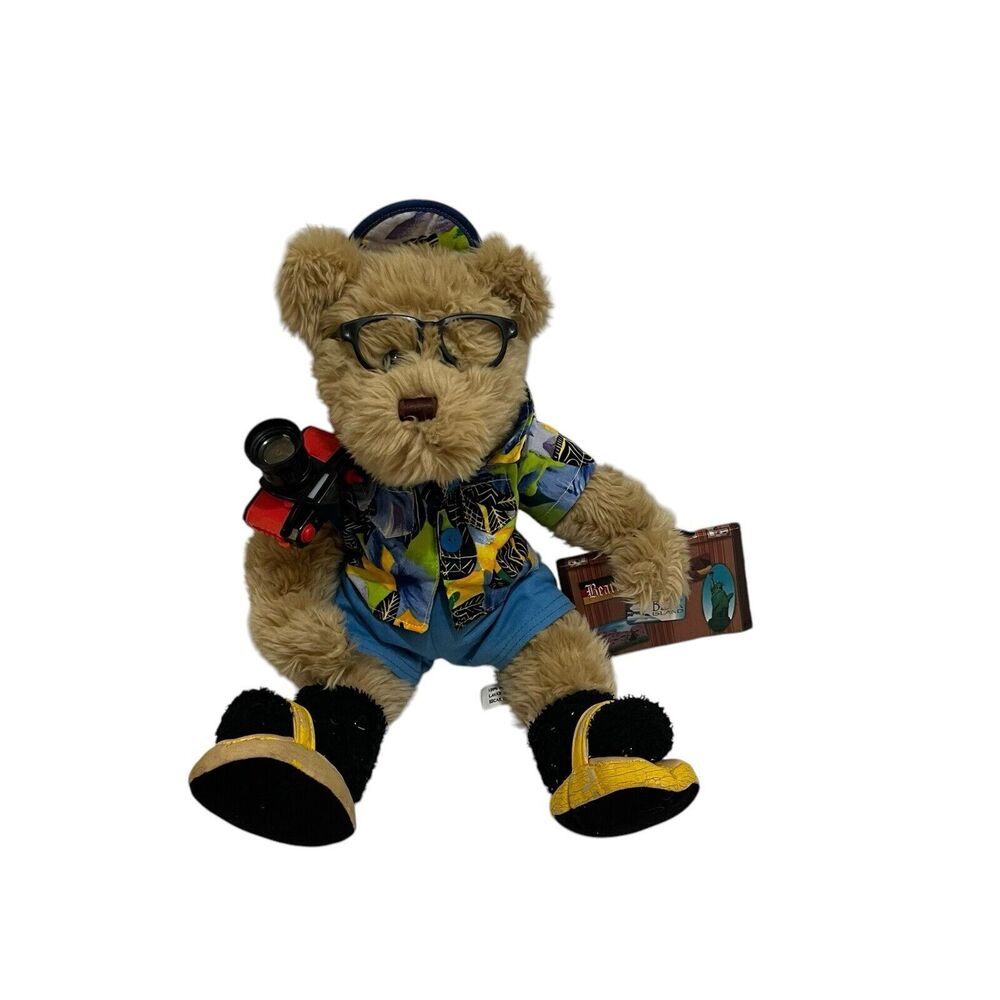 Fine Toy Co Bobbie Holiday Adventure Travel Soft Bear Plush With Book And Camera